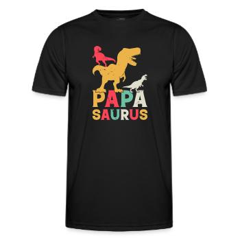 Papasaurus Papa Dinosaure - Papa Saurus Papa Dino - T-shirt sport Homme - noir - Devant - AI Model Male 178 dark (178cm)