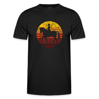 Dressage Cavalier de dressage Cheval d’équitation - T-shirt sport Homme - noir - Devant - AI Model Male 178 dark (178cm)