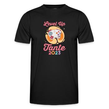 Tante 2023 Gamer Zocker Werdende Tante - Männer Funktions-T-Shirt - Schwarz - Vorne - AI Model Male 178 dark (178cm)