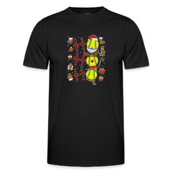 Softball Noël Joueur de softball Cadeau de fête de Noël - T-shirt sport Homme - noir - Devant - AI Model Male 178 dark (178cm)