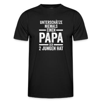 Papa 2 Söhne Vater Geschenk - Männer Funktions-T-Shirt - Schwarz - Vorne - AI Model Male 178 dark (178cm)