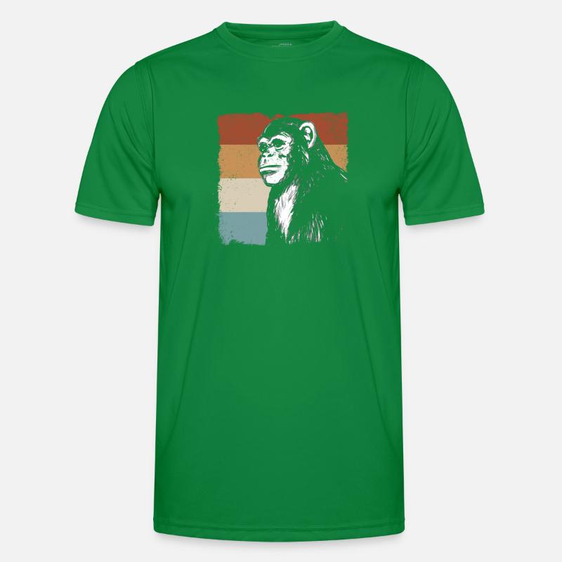 Monkey Chimpanzee Orangutan Monkey - Retro Monkey Männer Funktions-T-Shirt