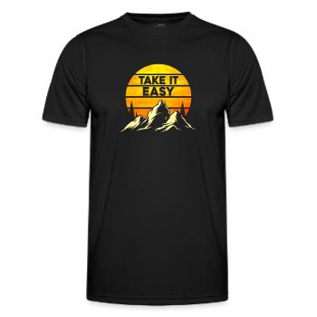 Take It Easy Camping - Men's Functional T-Shirt - black - Front - AI Model Male 178 dark (178cm)