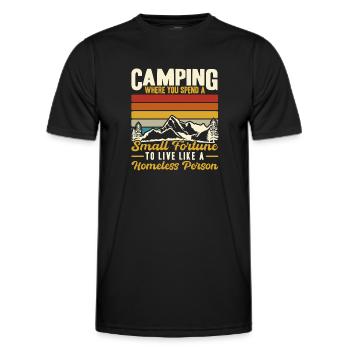 Camping où vous dépensez une petite fortune - T-shirt sport Homme - noir - Devant - AI Model Male 178 dark (178cm)