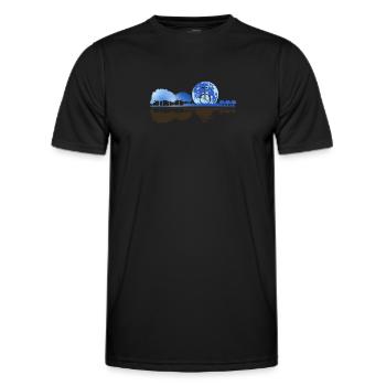 Unicycle Moon Acoustic Guitar Moon Lake Shadow - Men's Functional T-Shirt - black - Front - AI Model Male 178 dark (178cm)