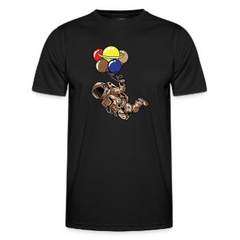 Spaceman Moon Planets Astronaut Space Balloons - Männer Funktions-T-Shirt - Schwarz - Vorne - AI Model Male 178 dark (178cm)