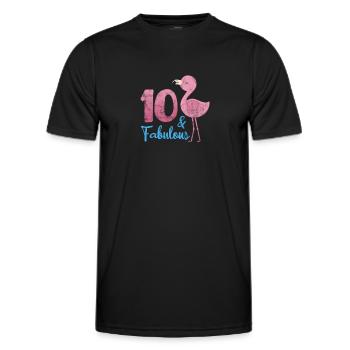 10th birthday Flamingo - Men's Functional T-Shirt - black - Front - AI Model Male 178 dark (178cm)