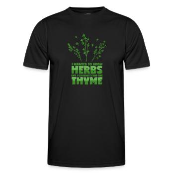 Kräuter Spruch - Thymian Wortwitz - Männer Funktions-T-Shirt - Schwarz - Vorne - AI Model Male 178 dark (178cm)
