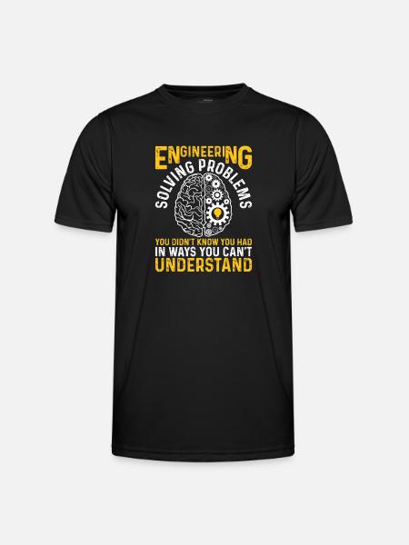 Funny Engineer Engineering Gear Brain Technician E - Men's Functional T-Shirt - black