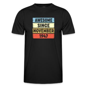 Génial depuis novembre 1947 75e anniversaire - T-shirt sport Homme - noir - Devant - AI Model Male 178 dark (178cm)