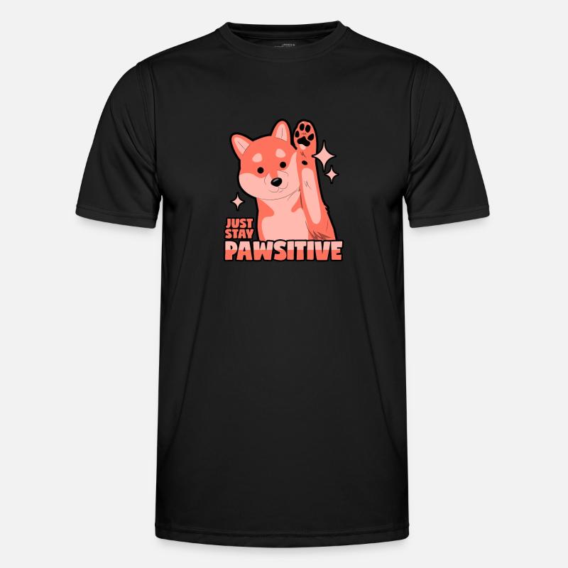 Optimistischer Hund: Pawsitive - Männer Funktions-T-Shirt - Schwarz