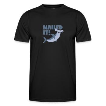 Jeu de mots marteau: « Cloué! » - T-shirt sport Homme - noir - Devant - AI Model Male 178 dark (178cm)