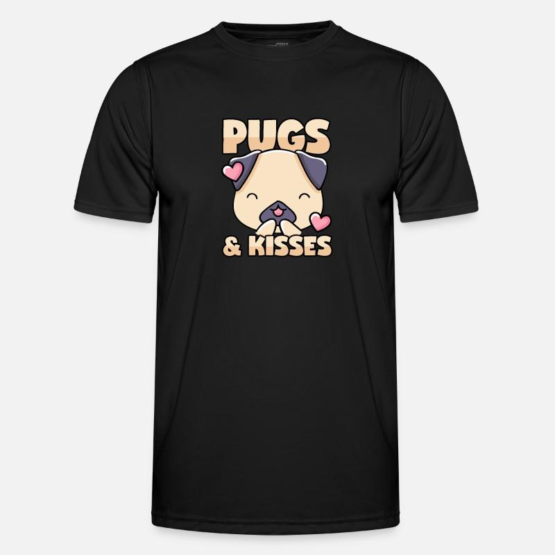 Mops Küsschen - Männer Funktions-T-Shirt - Schwarz