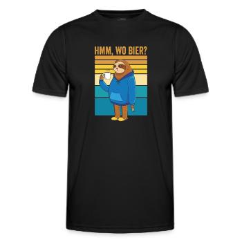 Hmm, wo Bier Bürohumor Faultier Bier - Männer Funktions-T-Shirt - Schwarz - Vorne - AI Model Male 178 dark (178cm)