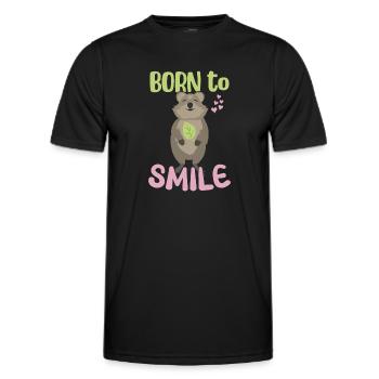 Né pour sourire / Sourire Quokka - T-shirt sport Homme - noir - Devant - AI Model Male 178 dark (178cm)