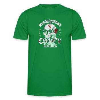 Murder Shows and Comfy Clothes - Men's Functional T-Shirt - kelly green - Front - AI Model Male 178 dark (178cm)