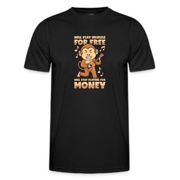 Un singe joue au ukulélé gratuitement - T-shirt sport Homme - noir - Devant - AI Model Male 178 dark (178cm)