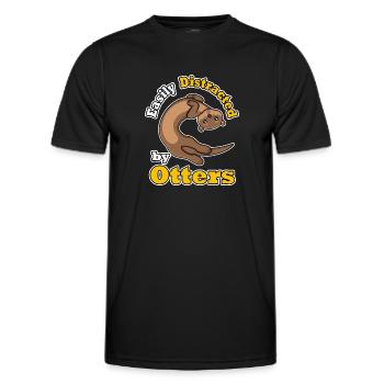 Distrait par les loutres, animal ironique de la - T-shirt sport Homme - noir - Devant - AI Model Male 178 dark (178cm)