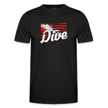 Dive under American flag - Men's Functional T-Shirt - black - Front - AI Model Male 178 dark (178cm)