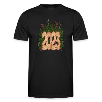 Happy New Year 2023 New Year's Eve Christmas - Men's Functional T-Shirt - black - Front - AI Model Male 178 dark (178cm)