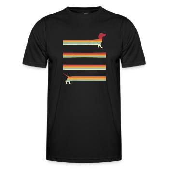 Long Wiener Dog Retro Dachshund - Men's Functional T-Shirt - black - Front - AI Model Male 178 dark (178cm)