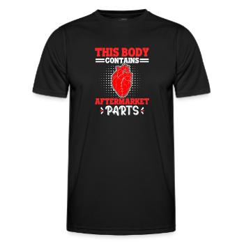 This Body Contains Aftermarket Parts Heart Attack - Men's Functional T-Shirt - black - Front - AI Model Male 178 dark (178cm)