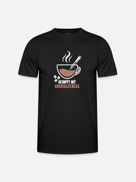 Geimpft Mit Arabicazenega Kaffee - Männer Funktions-T-Shirt - Schwarz