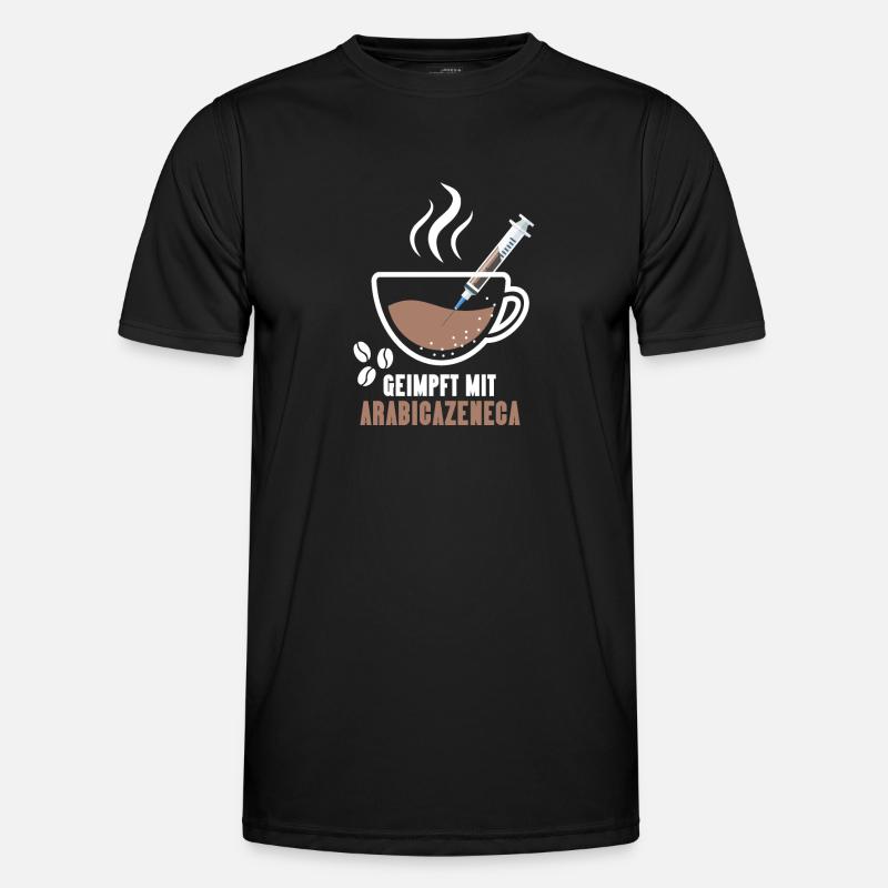 Geimpft Mit Arabicazenega Kaffee - Männer Funktions-T-Shirt - Schwarz