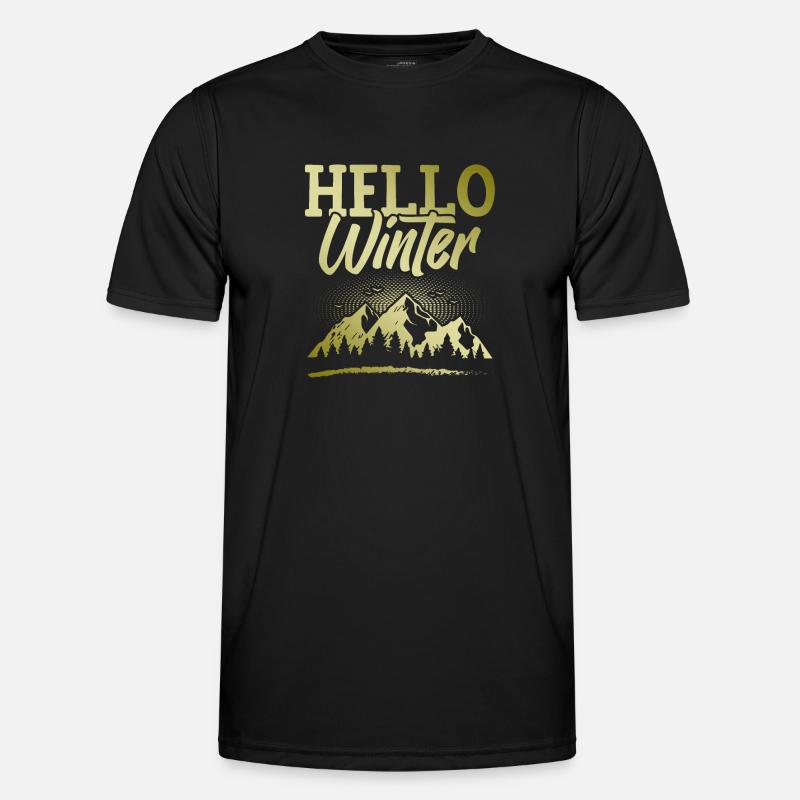 Hello Spruch Winter - Männer Funktions-T-Shirt - Schwarz