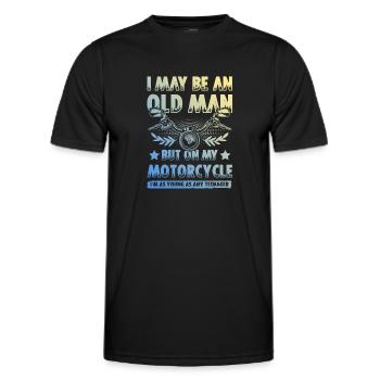 Motorcycle old man - Men's Functional T-Shirt - black - Front - AI Model Male 178 dark (178cm)