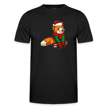 Fox with Christmas Sweater - Men's Functional T-Shirt - black - Front - AI Model Male 178 dark (178cm)