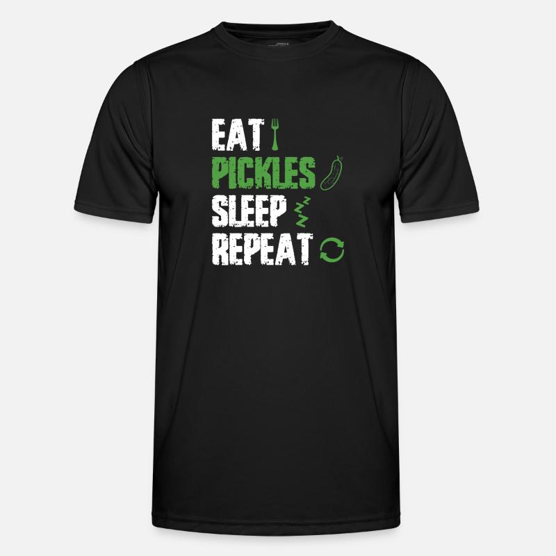 Eat Pickles Sleep Repeat - Männer Funktions-T-Shirt - Schwarz