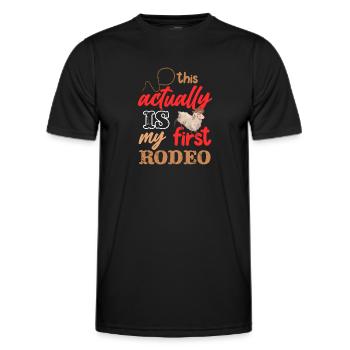 Actually My First Mutton Buster Rodeo Sheep Riding - Men's Functional T-Shirt - black - Front - AI Model Male 178 dark (178cm)