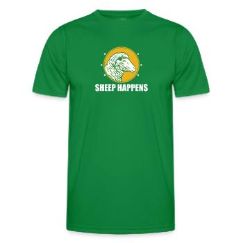 Sheep Happens Wordplay Flock of Sheep Farm - Men's Functional T-Shirt - kelly green - Front - AI Model Male 178 dark (178cm)