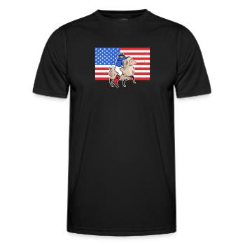 Mutton Buster USA Flag Sheep Rider - Men's Functional T-Shirt - black - Front - AI Model Male 178 dark (178cm)
