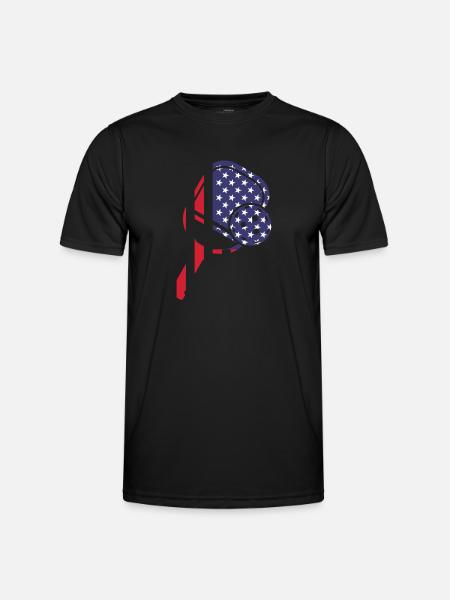 Pickleball Paddle American Flag - Men's Functional T-Shirt - black