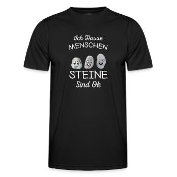 Ich Hasse Menschen Steine Sind Ok - Männer Funktions-T-Shirt - Schwarz - Vorne - AI Model Male 178 dark (178cm)