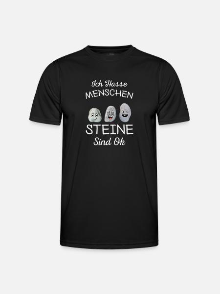 Ich Hasse Menschen Steine Sind Ok - Männer Funktions-T-Shirt - Schwarz