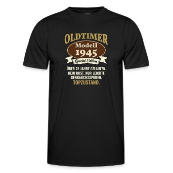 78 years oldtimer model 1945 78th birthday - Men's Functional T-Shirt - black - Front - AI Model Male 178 dark (178cm)