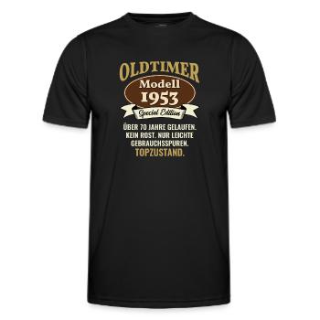 70 years oldtimer model 1953 70th birthday - Men's Functional T-Shirt - black - Front - AI Model Male 178 dark (178cm)