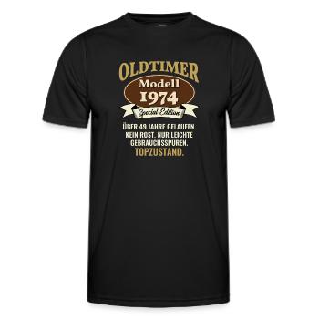 49 years oldtimer model 1974 49th birthday - Men's Functional T-Shirt - black - Front - AI Model Male 178 dark (178cm)