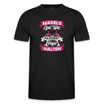 Mädels Egal Was Passiert Pegel Halten - Männer Funktions-T-Shirt - Schwarz - Vorne - AI Model Male 178 dark (178cm)