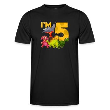 5 Dinos d’anniversaire - T-shirt sport Homme - noir - Devant - AI Model Male 178 dark (178cm)