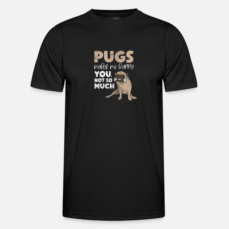 Mops - Männer Funktions-T-Shirt - Schwarz