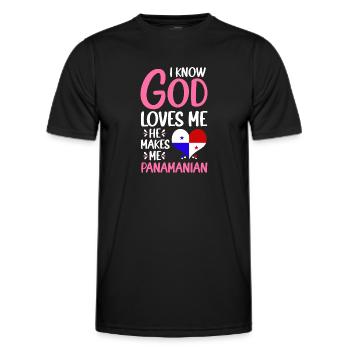 Gott Liebt Mich Panamaer Panamaerin Heimatland - Männer Funktions-T-Shirt - Schwarz - Vorne - AI Model Male 178 dark (178cm)