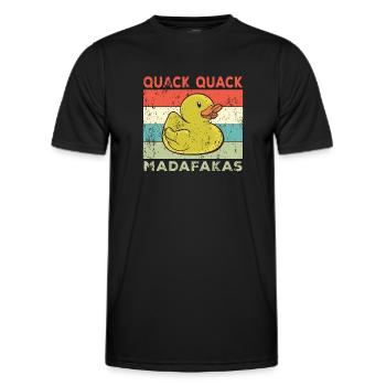 Funny Duck Sayings Rubber Duck Quack Quack Ducks - Men's Functional T-Shirt - black - Front - AI Model Male 178 dark (178cm)