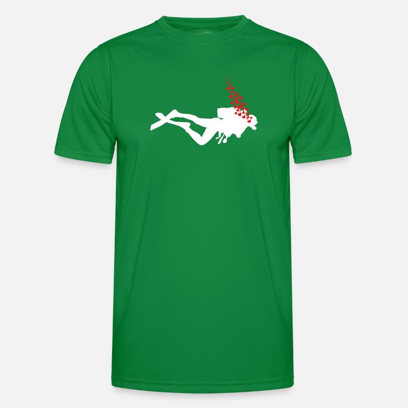 Underwater divers with air bubbles and hearts Men's Functional T-Shirt