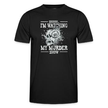 Chut, je regarde mes émissions de meurtre - T-shirt sport Homme - noir - Devant - AI Model Male 178 dark (178cm)