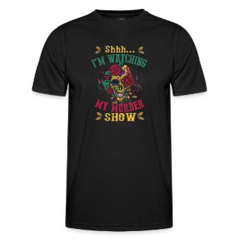 Chut, je regarde mes émissions de meurtre - T-shirt sport Homme - noir - Devant - AI Model Male 178 dark (178cm)