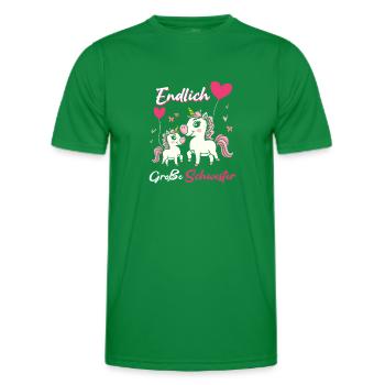 Endlich Große Schwester Einhorn Luftballon - Männer Funktions-T-Shirt - Kelly Green - Vorne - AI Model Male 178 dark (178cm)